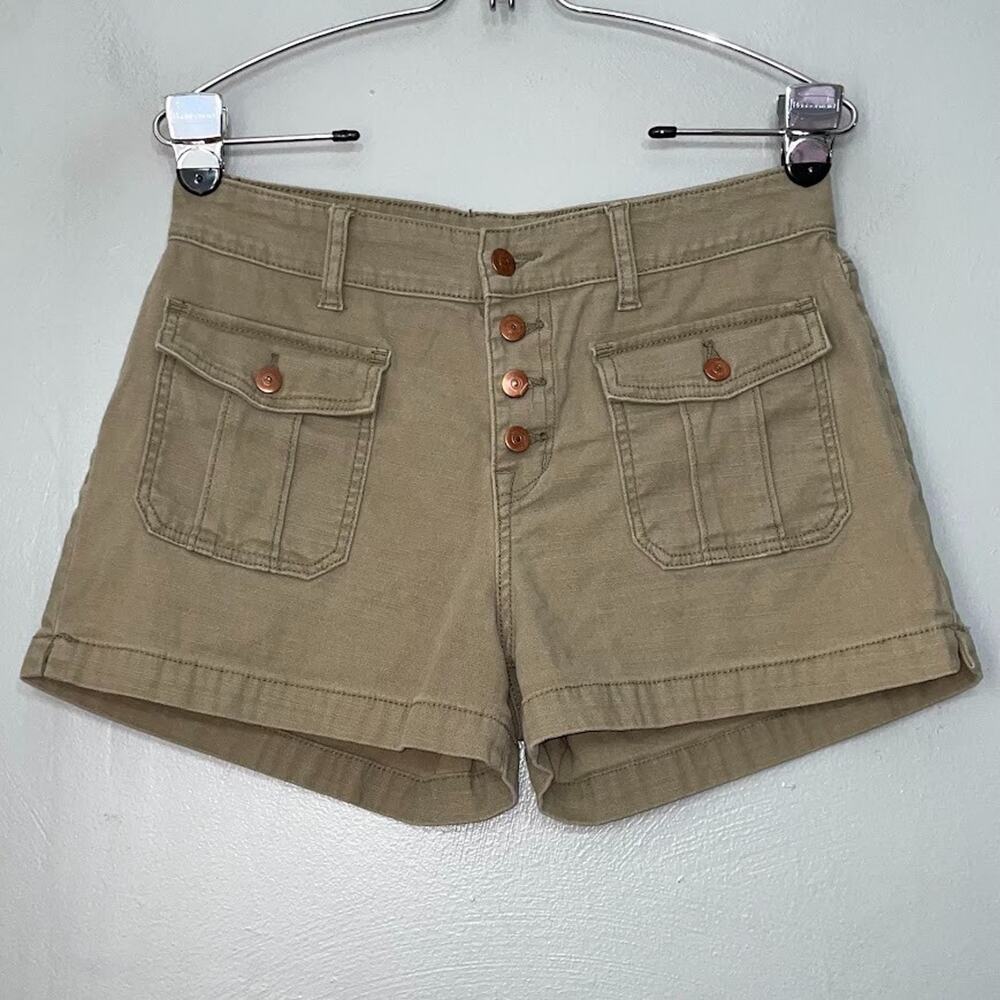 NOBO Button Fly Shorts Size 11 Olive Green Mini Gorpcore Y2K Utility Gorpcore